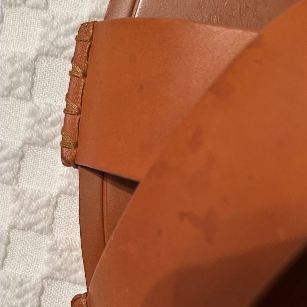 Vince Cognac Brown Leather Crisscross Slide Sandals - Picture 6 of 6